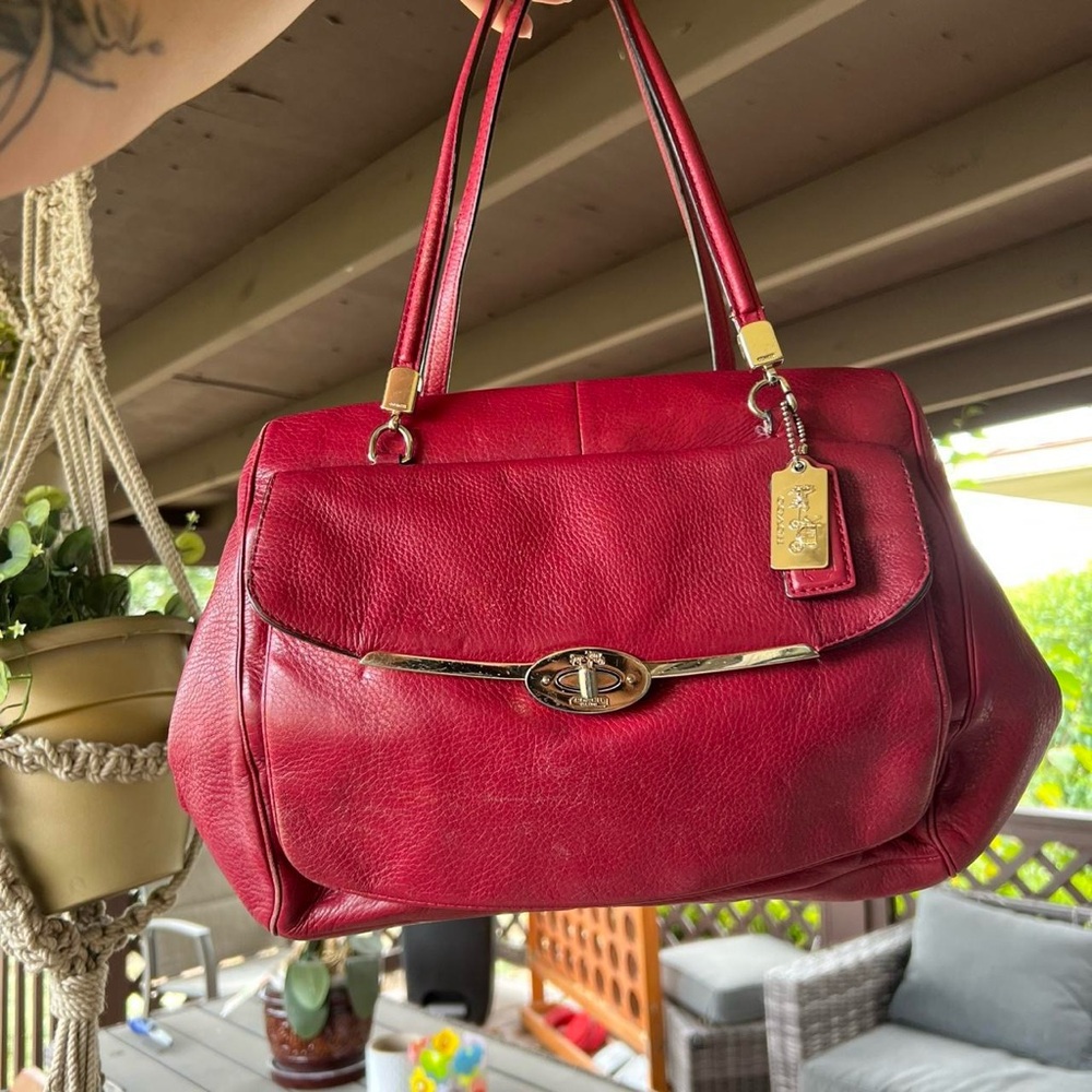 Coach Madison Madeline East/West Satchel Red Purse